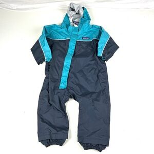 Patagonia Baby 6-12 M Blue H2no Torrentshell One-Piece Snowsuit Rain Suit Hooded